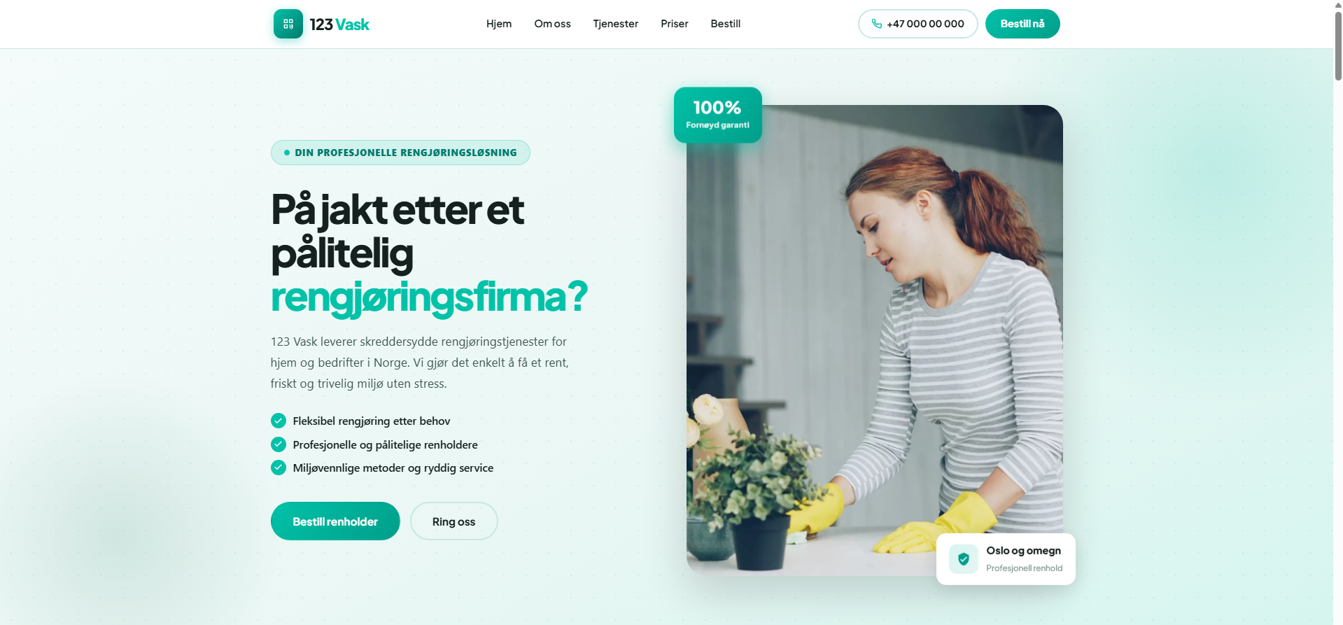 123 Vask nettsideprosjekt