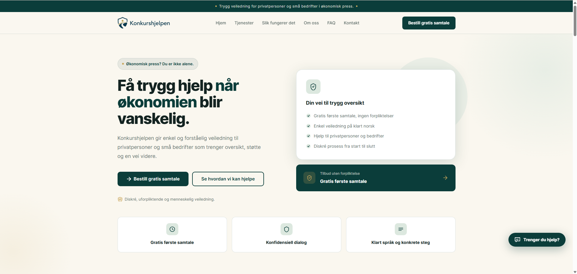 Konkurshjelpen nettsideprosjekt